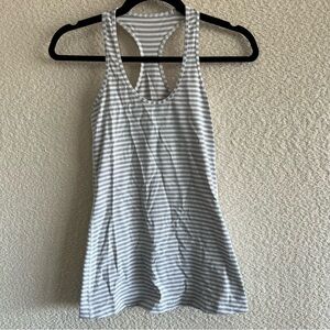 lululemon athletica Gray and White Striped Racerback Tank
